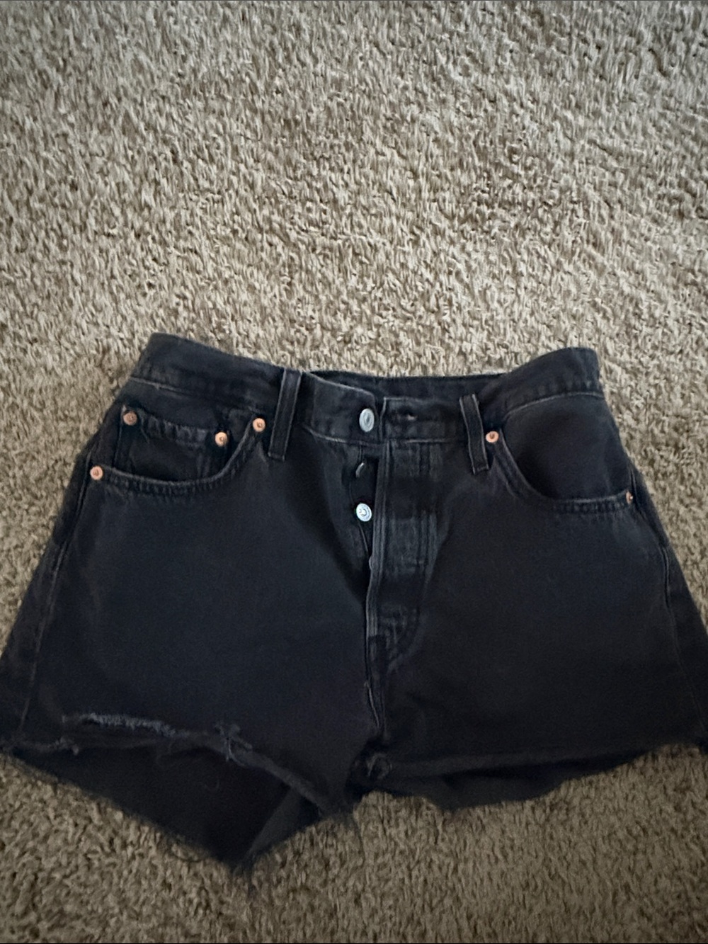 Levi's Black High-Rise Denim Cutoff Shorts